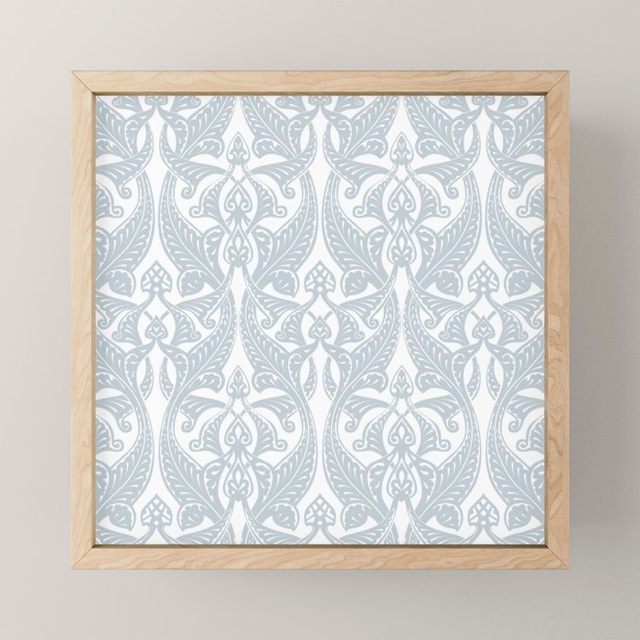Art Nouveau Silver Grey & White Pattern Mini Art Print Gallery Image 1