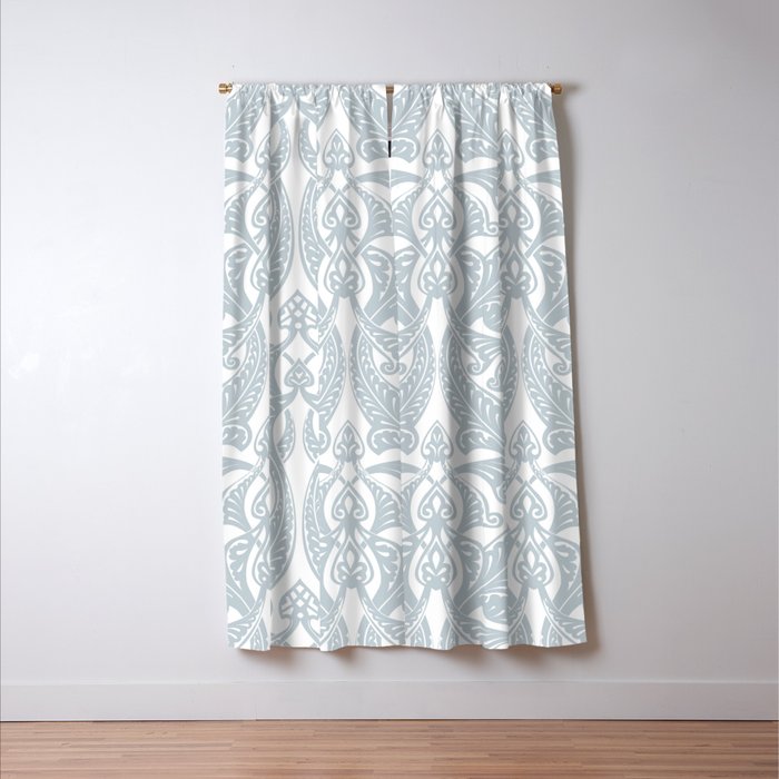 Art Nouveau Silver Grey & White Pattern Window Curtain Gallery Image 3