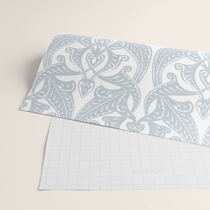 Art Nouveau Silver Grey & White Pattern Wrapping Paper Gallery Image 2