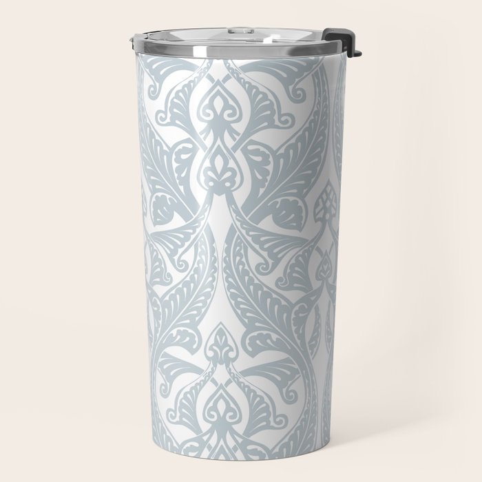 Art Nouveau Silver Grey & White Pattern Travel Mug Gallery Image 2