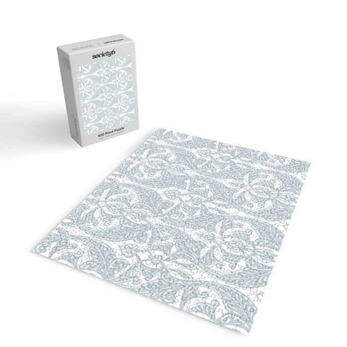 Art Nouveau Silver Grey & White Pattern Jigsaw Puzzle Gallery Image 2