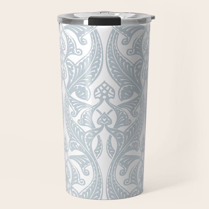 Art Nouveau Silver Grey & White Pattern Travel Mug Gallery Image 1