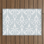 Art Nouveau Silver Grey & White Pattern Outdoor Rug Gallery Image 1