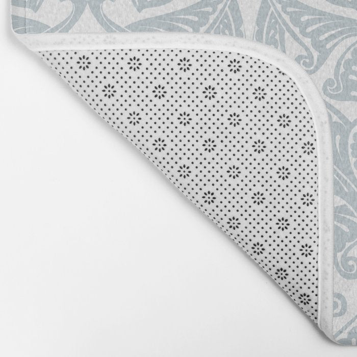 Art Nouveau Silver Grey & White Pattern Bath Mat Gallery Image 2