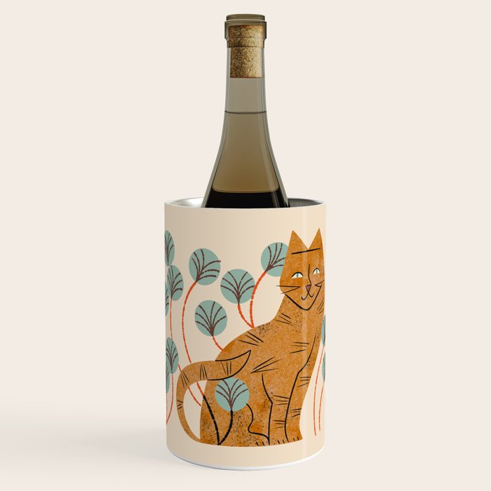 Ginger Tabby And Wildflowers Wine Chiller Gallery Image 1
