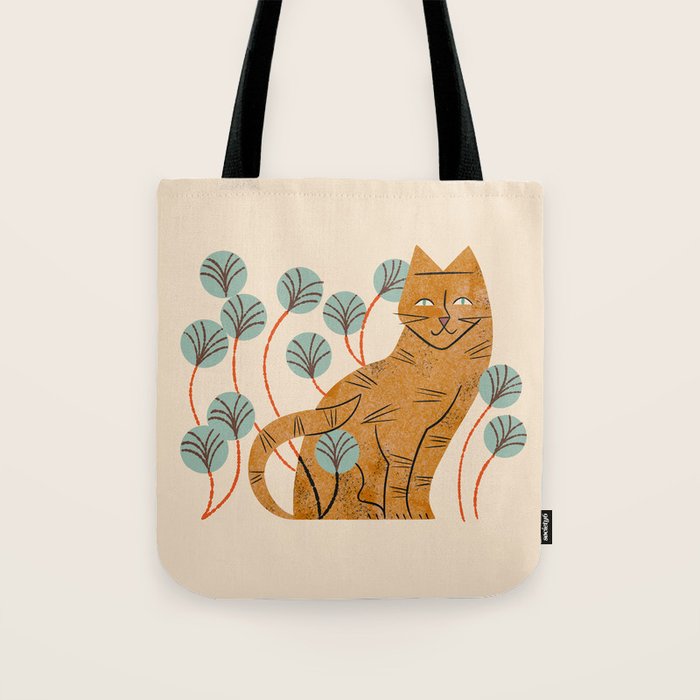 Ginger Tabby And Wildflowers Tote Bag Gallery Image 1