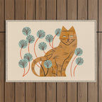 Ginger Tabby And Wildflowers Outdoor Rug Gallery Image 1