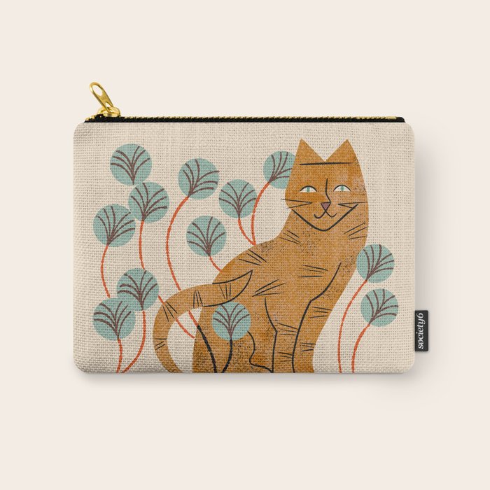 Ginger Tabby And Wildflowers Carry All Pouch Gallery Image 1