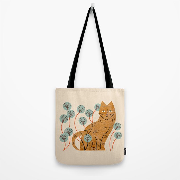 Ginger Tabby And Wildflowers Tote Bag Gallery Image 2