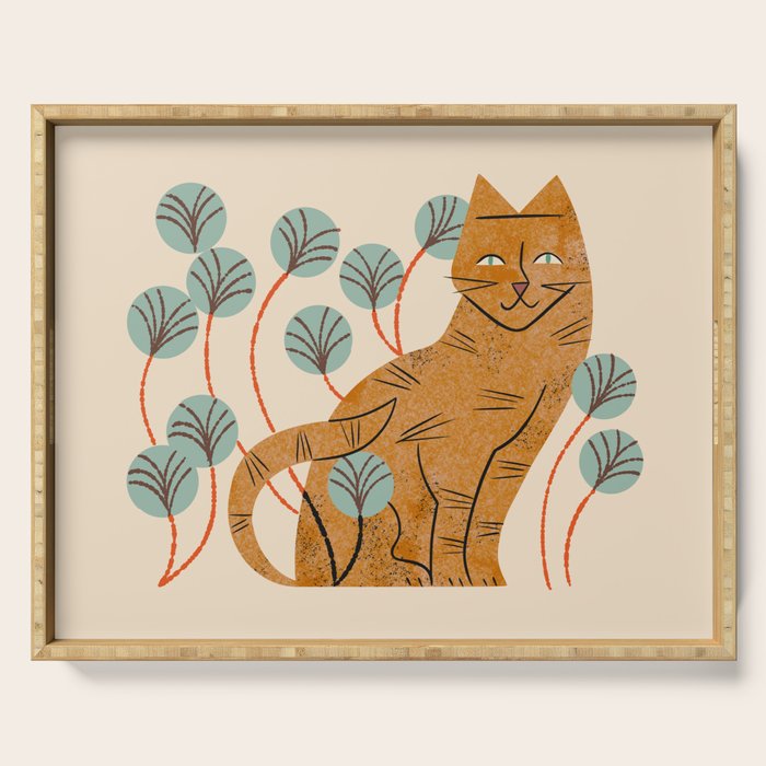 Ginger Tabby And Wildflowers Serving Tray Gallery Image 1