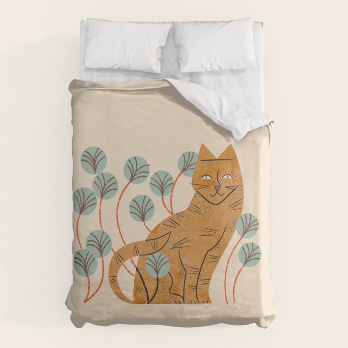 Ginger Tabby And Wildflowers Duvet Cover Gallery Image 1