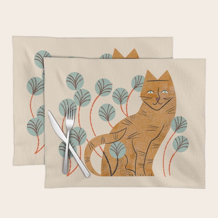 Ginger Tabby And Wildflowers Placemat Gallery Image 1
