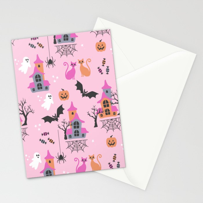 Pink Halloween pastel spooky party Stationery Card Gallery Image 2