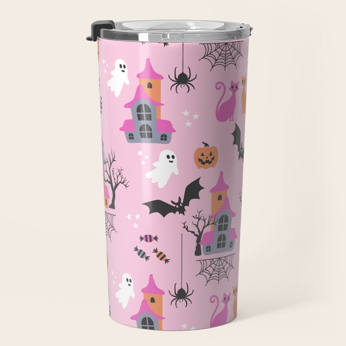 Pink Halloween pastel spooky party Travel Mug Gallery Image 3