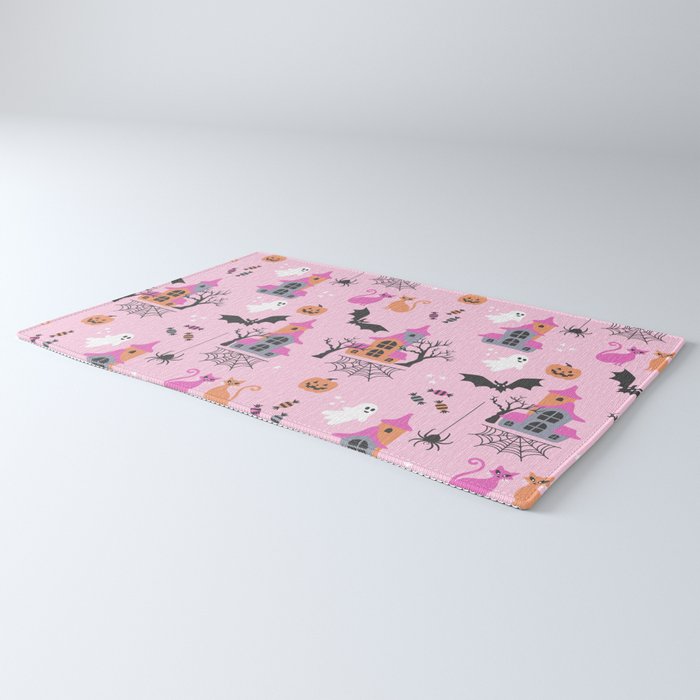 Pink Halloween pastel spooky party Rug Gallery Image 3