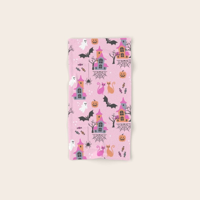 Pink Halloween pastel spooky party Bath Towel Gallery Image 1