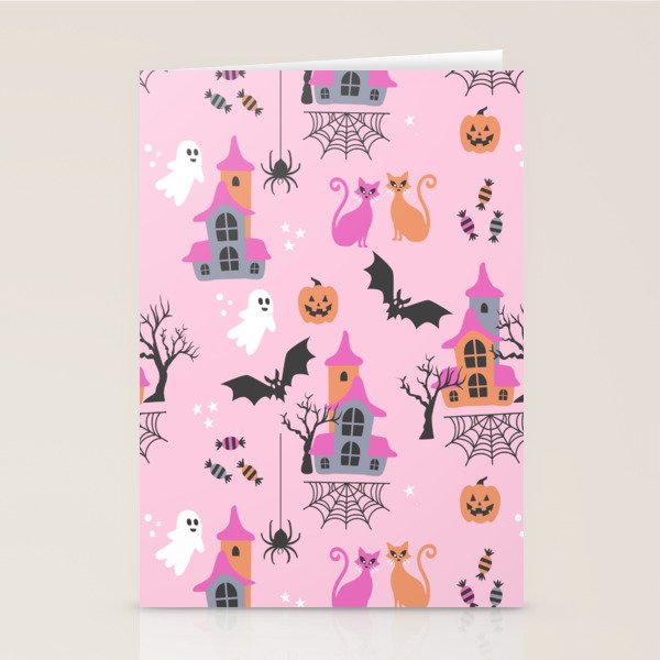 Pink Halloween pastel spooky party Stationery Card Gallery Image 1