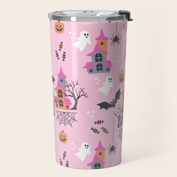 Pink Halloween pastel spooky party Travel Mug Gallery Image 2