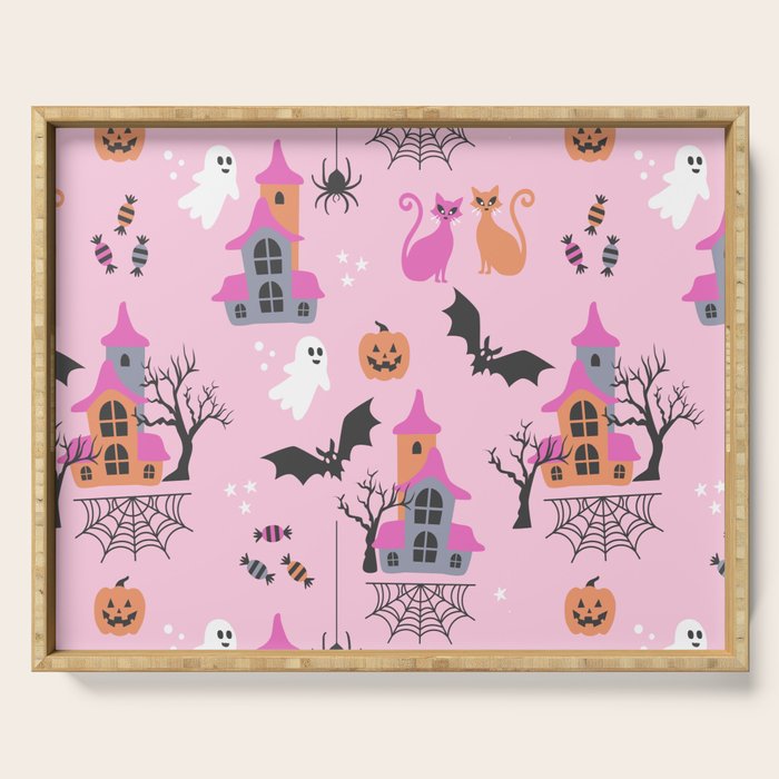 Pink Halloween pastel spooky party Serving Tray Gallery Image 1