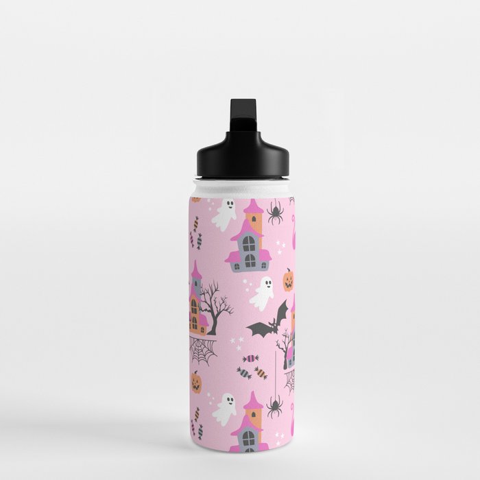 Pink Halloween pastel spooky party Water Bottle Gallery Image 3