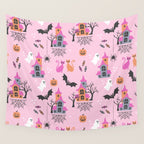 Pink Halloween pastel spooky party Wall Tapestry Gallery Image 4