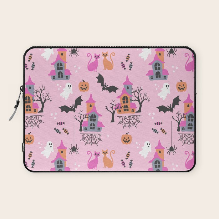 Pink Halloween pastel spooky party Laptop Sleeve Gallery Image 1