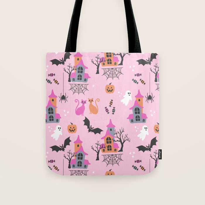 Pink Halloween pastel spooky party Tote Bag Gallery Image 1