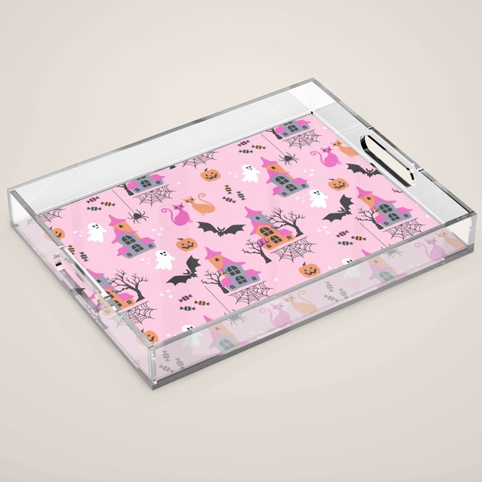 Pink Halloween pastel spooky party Acrylic Tray Gallery Image 1