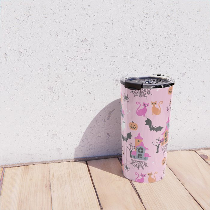 Pink Halloween pastel spooky party Travel Mug Gallery Image 4