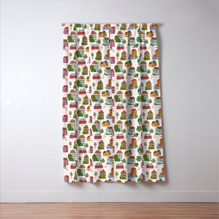 Cozy Village House Pattern Window Curtain Gallery Image 3