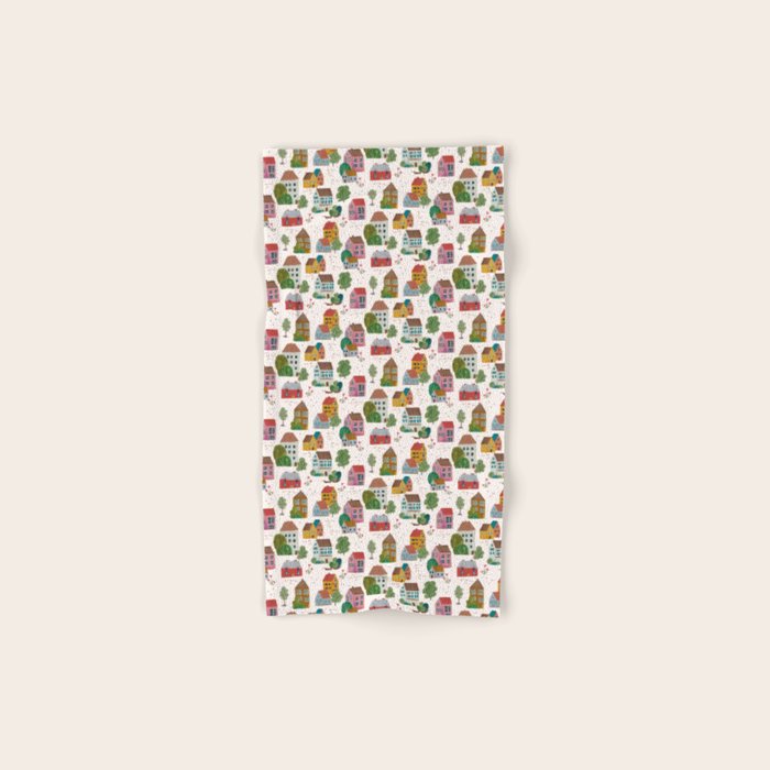 Cozy Village House Pattern Bath Towel Gallery Image 1
