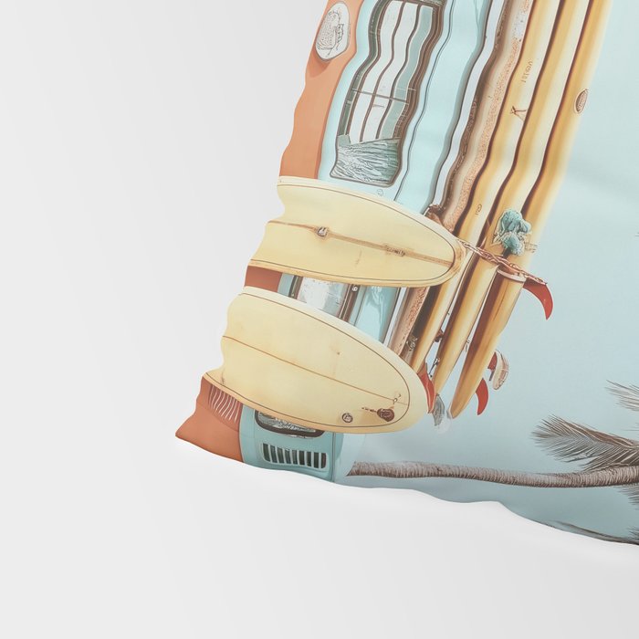 Surf Van II - Vintage Coastal Adventure Print Pillow Sham Gallery Image 4