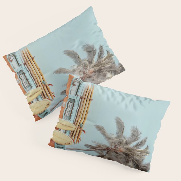 Surf Van II - Vintage Coastal Adventure Print Pillow Sham Gallery Image 3