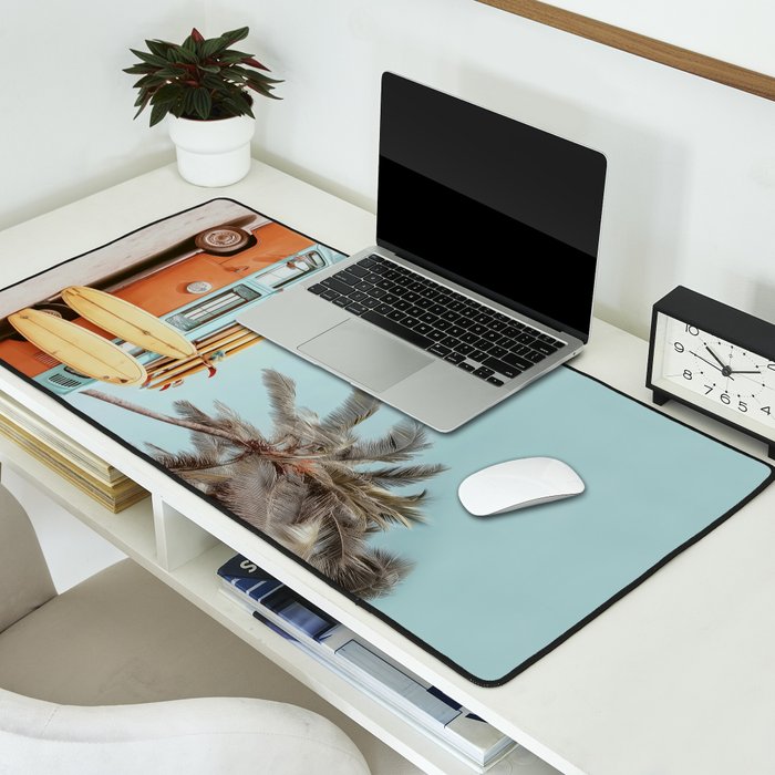 Surf Van II - Vintage Coastal Adventure Print Desk Mat Gallery Image 2
