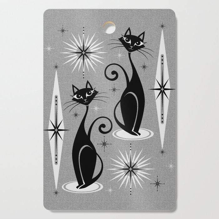 Mid Century Meow Atomic Cats on Cool Gray ©studioxtine Cutting Board Gallery Image 1