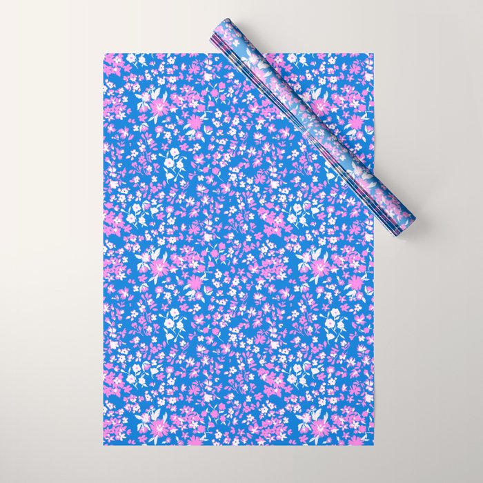 Pink and blue pop art ditsy Wrapping Paper Gallery Image 1
