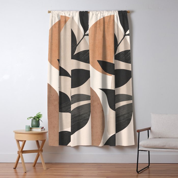 Minimal Abstract Art Plant 4 Window Curtain Gallery Image 5