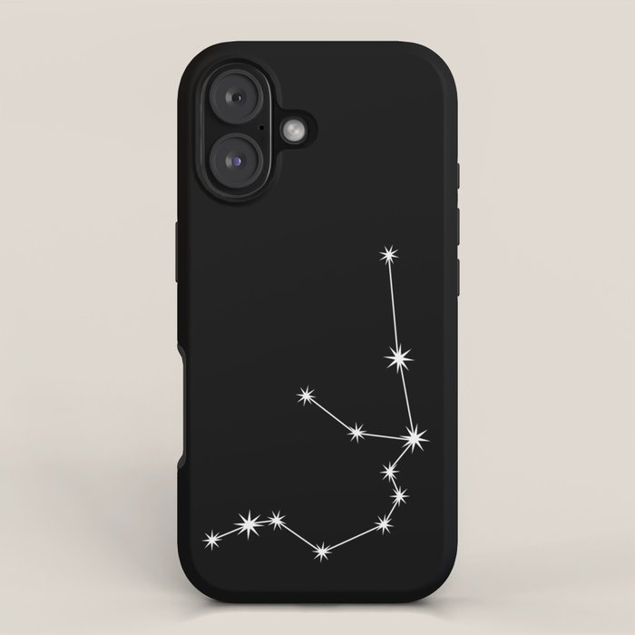 Aquarius Zodiac Star Constellation Line Art Black iPhone Case Gallery Image 1