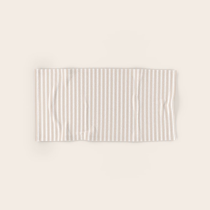 Classic Small Beige Burlap French Mattress Ticking Double Stripes Bath Towel Gallery Image 1