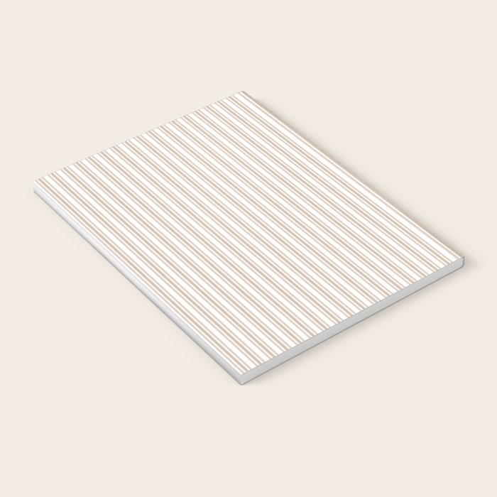 Classic Small Beige Burlap French Mattress Ticking Double Stripes Notebook Gallery Image 3