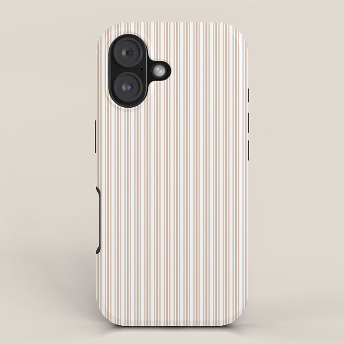 Classic Small Beige Burlap French Mattress Ticking Double Stripes iPhone Case Gallery Image 1