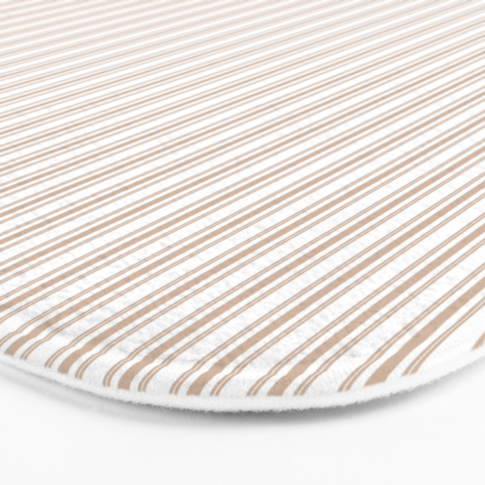 Classic Small Beige Burlap French Mattress Ticking Double Stripes Bath Mat Gallery Image 3