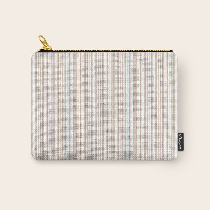 Classic Small Beige Burlap French Mattress Ticking Double Stripes Carry All Pouch Gallery Image 1