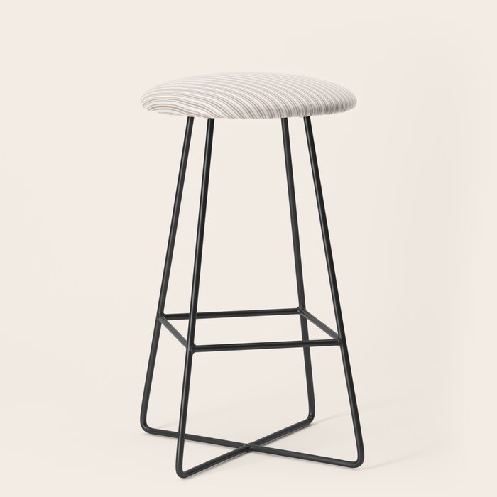 Classic Small Beige Burlap French Mattress Ticking Double Stripes Stool Gallery Image 1