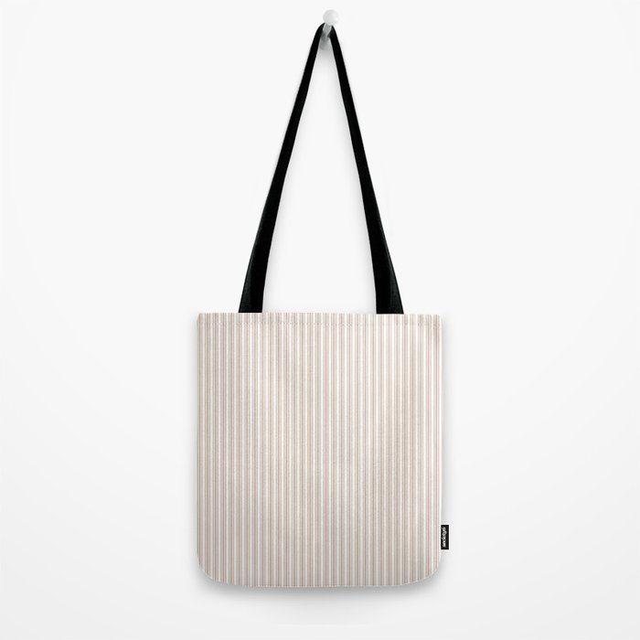 Classic Small Beige Burlap French Mattress Ticking Double Stripes Tote Bag Gallery Image 2