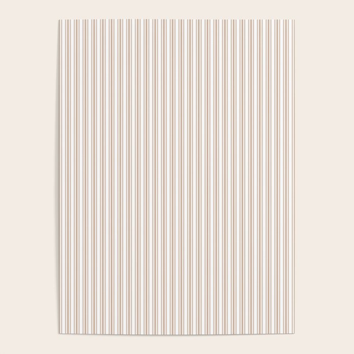 Classic Small Beige Burlap French Mattress Ticking Double Stripes Poster Gallery Image 1