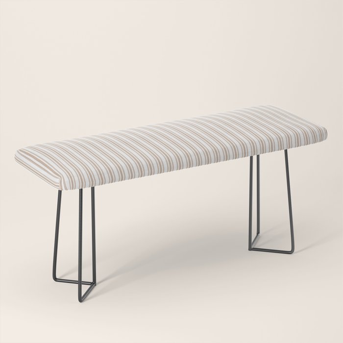 Classic Small Beige Burlap French Mattress Ticking Double Stripes Bench Gallery Image 1