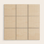 Classic Small Beige Burlap French Mattress Ticking Double Stripes Wood Wall Art Gallery Image 1