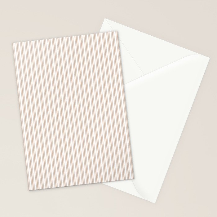 Classic Small Beige Burlap French Mattress Ticking Double Stripes Stationery Card Gallery Image 2