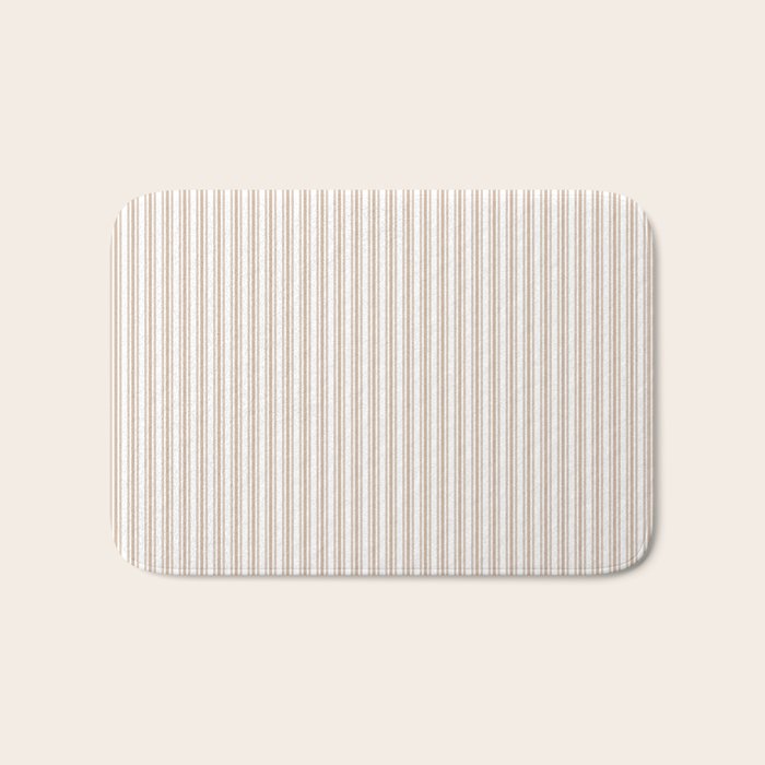 Classic Small Beige Burlap French Mattress Ticking Double Stripes Bath Mat Gallery Image 1